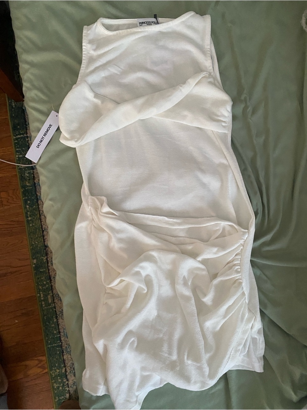 Princess Polly White Sleeveless Ribbed Tank Dress